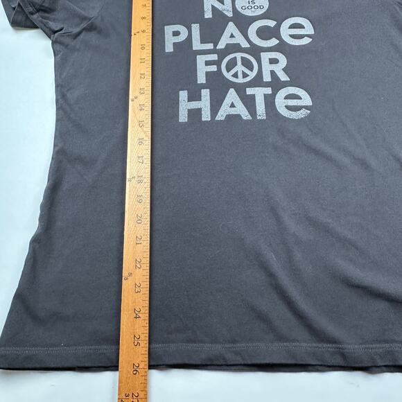 Life Is Good Top Womens Large Gray Crusher Tee Short Sleeve No Place For Hate - Picture 7 of 9